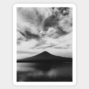 Japan - Lake Kawaguchi With Mount Fuji in Black and White Sticker